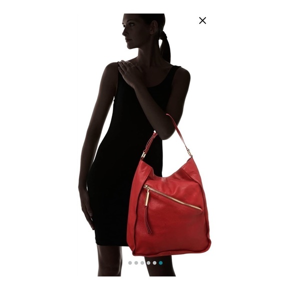 Kelsi Dagger Izzy Convertible Calf Leather Diagonal Hobo Bag Taupe Beige - Picture 7 of 15